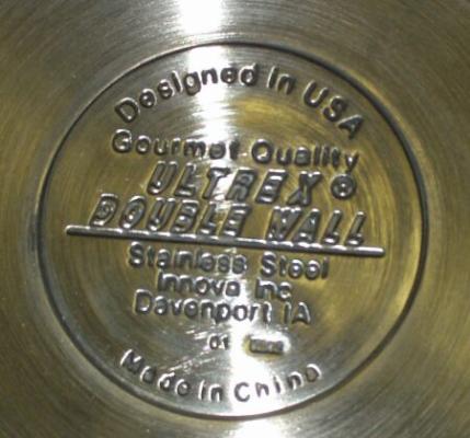 Recalled Ultrex Thermal/Double Wall Frying Pans bottom label