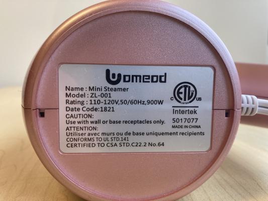 Uomeod Mini Steamer on-product label