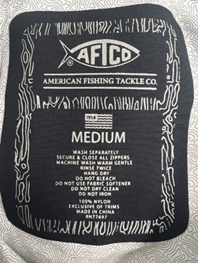 The label inside of the recalled AFTCO Youth Solitude Jacket