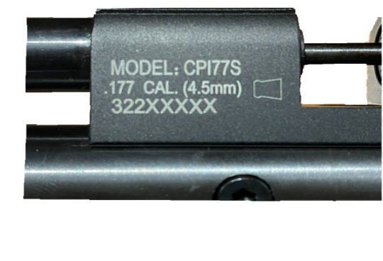 Ubicación del número de modelo del rifle neumático de Crosman retirado del mercado