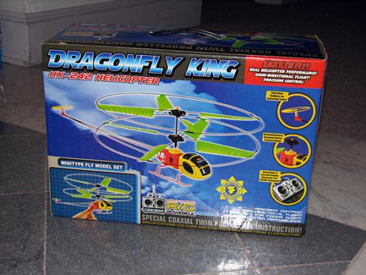 Recalled Remote-Control Dragonfly King HX-242 Helicopter (also known as the Micro R/C Helicopter) Packaging