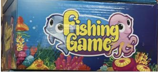 Lado superior de la caja del juego de pesca (Fishing Game) retirado del mercado