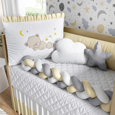 召回灰色和黄色瞌睡熊编织婴儿床床上用品 6 件套，140733
