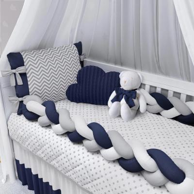 召回 9 件套海军蓝色 V 形编织婴儿床床上用品套装，103880