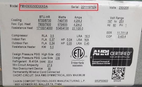 Amana packaged deals terminal air conditioner