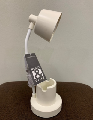 Recalled Place & Time battery-operated desk lamp with USB cord (cream)