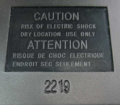 Back of the Recalled PA-10 AC Power Adaptor Showing Date Code