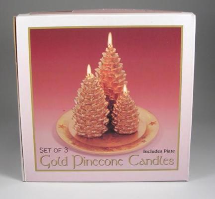 Recalled Gold Pine Cone Candle Set