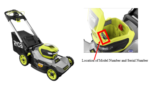 Recalled RYOBI Mower - Models RY401014BTLUS, RY401014US, RY401140US, RY401140US-Y (Canada)