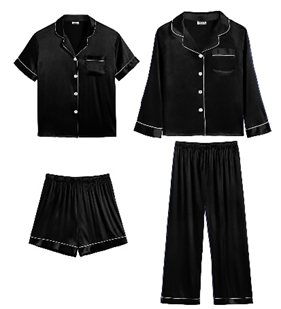 Discontinued Black Satin Two-Piece Pajama Sets
