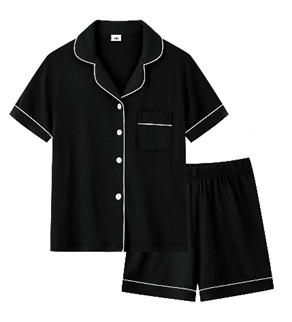 Discontinued Black Ribbed Modal Two-Piece Pajama Set