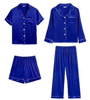 Discontinued Blue Satin Two-Party Pajama Sets