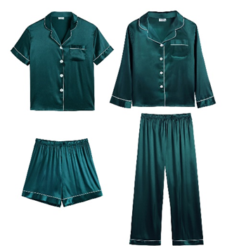Recalled Deep Green Satin Two-Piece Pajama Sets