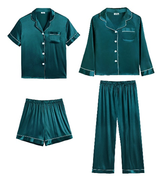 Discontinued Green Satin Two-Piece Pajama Sets
