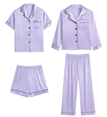 Discontinued Lavender Satin Two-Piece Pajama Sets