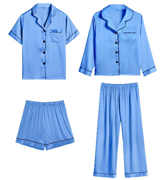 Discontinued Marina Blue Satin Two-Piece Pajama Sets