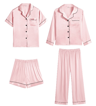 Discontinued Sakura Pink Satin Two-Party Pajama Sets