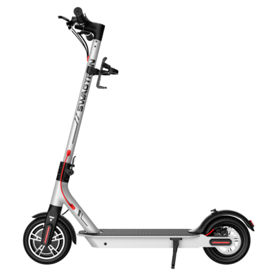 Recalled Silver Swagtron SG-5 Swagger 5 Boost Commuter Electric Scooter (side view)