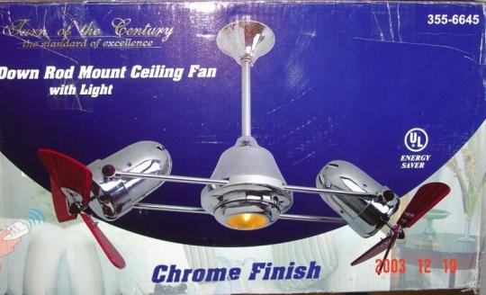 Recalled "Turn-of-the- Century Apollo Series" ceiling fan with light