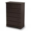 Summer Breeze style 5-drawer chest in chocolate 