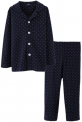ASHERGAL children’s two-piece pajama set in black with white polka dots