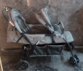 Recalled Besrey Twins Stroller in Gray, Side View with Canopies Down