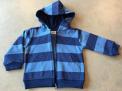 Blue striped zipper hooded sweatshirt