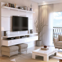 Recalled Manhattan Comfort Floating Wall Theater Entertainment Center and Panels 25100- City 1.8 (25152 White Gloss)