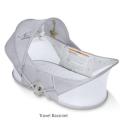 Recalled travel bassinet in light gray with canopy