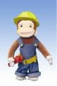 Recalled Curious George Plush Doll - Tool Time with plush face