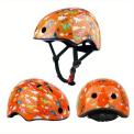 Recalled kids' bike helmet – orange with a dinosaur print