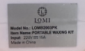 El logotipo de Lomi y el número de modelo se encuentran en la parte inferior del calentador de cera