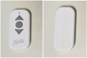 Front and back of the remote control for the recalled Pella Lifestyle Series products with motorized integrated blinds and shades model 206A0000 (Gen 2)