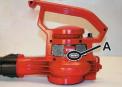 Recalled Toro Power Sweep Electric Blower showing location of decal