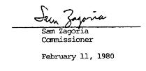 Picture of the signature of Sam Zagoria; Agency Commissioner in 1980